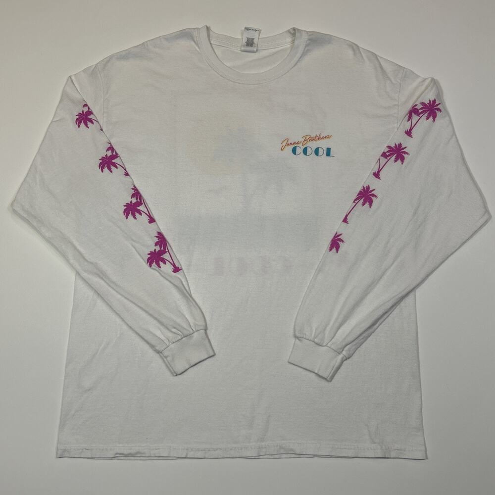 Jonas Brothers Cool Long Sleeve Shirt Mens XL White Palm Tree Graphic